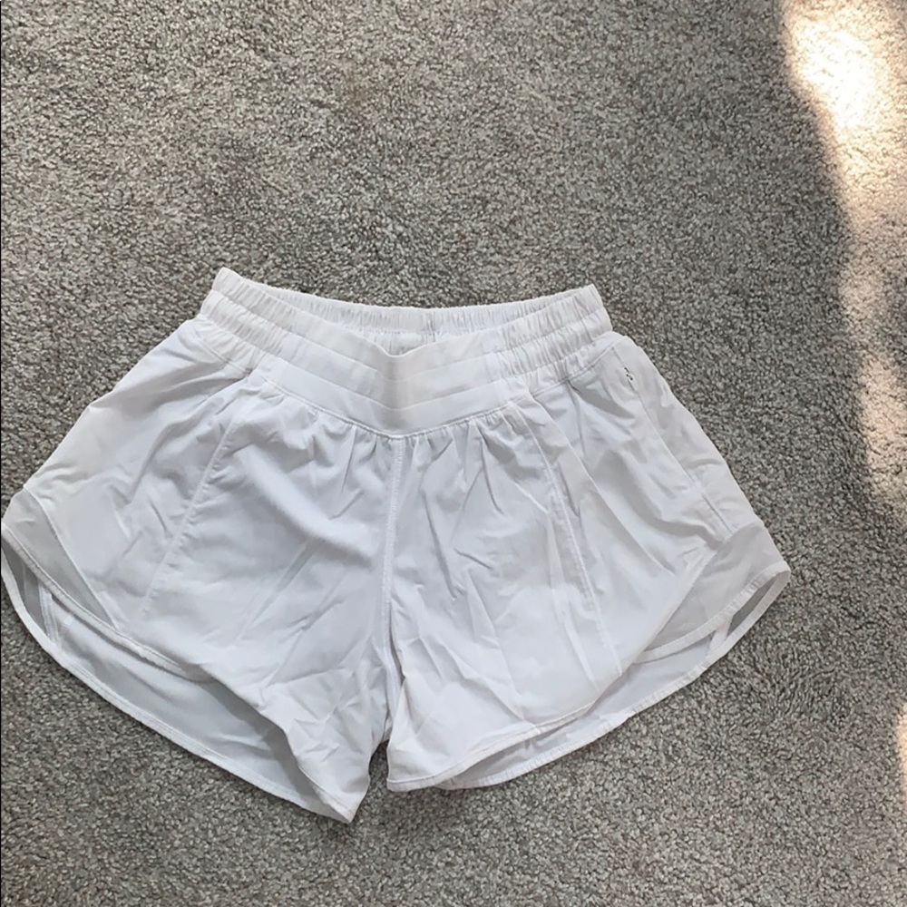 white TALL lulu lemon shorts